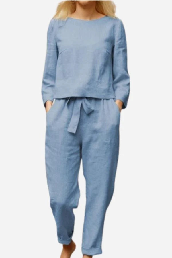 Solid Color Linen Two-Piece