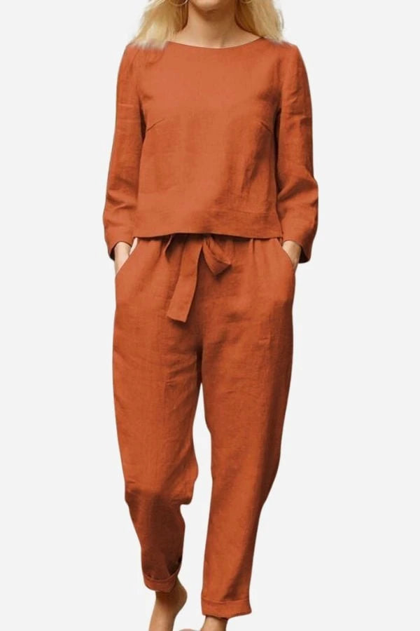 Solid Color Linen Two-Piece