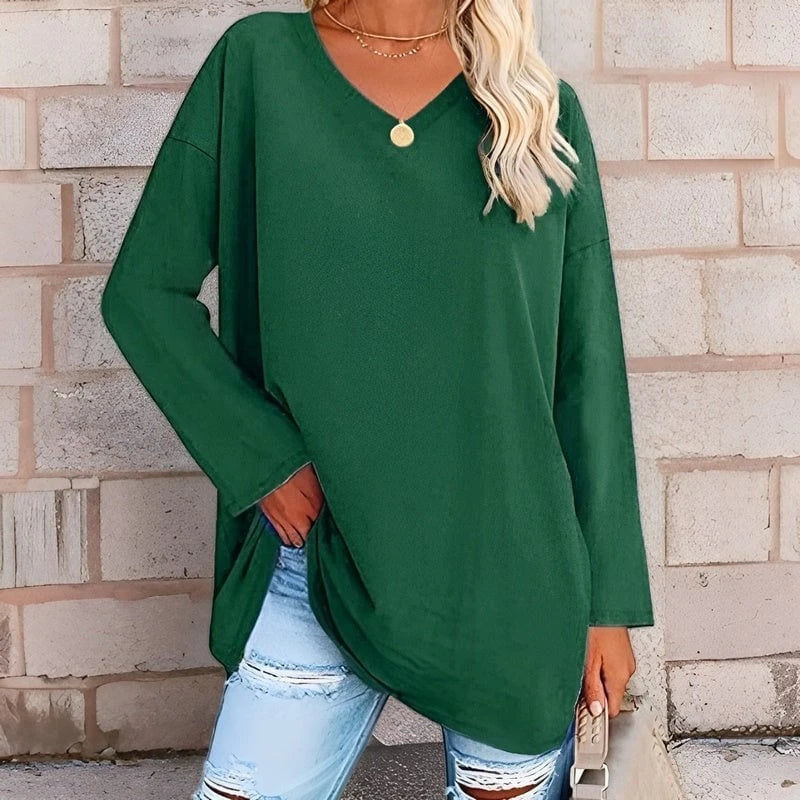 Your Trendy Long Sleeve Shirt With V-Neck For Comfort