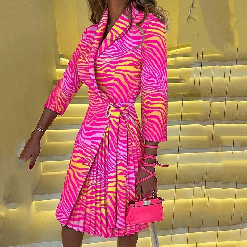 Elegant Notched Collar Blazer Dress