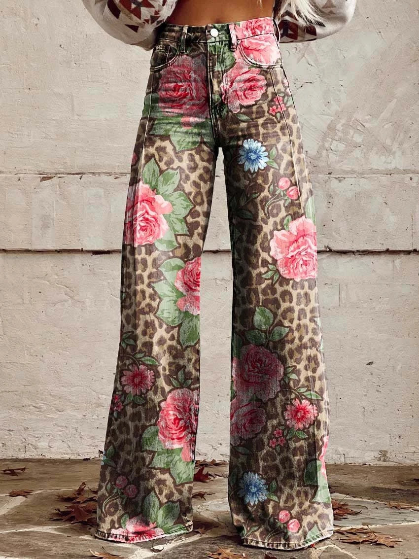 Stylish Jeans With Flower Pattern