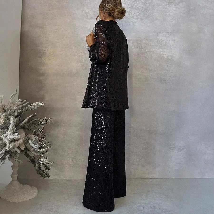 Trendy Design - High-waist Sequin Suit