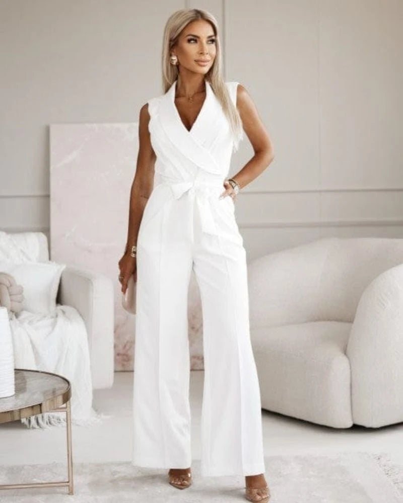 Jumpsuit Sleeveless V-neck Wide-cut Jumpsuit Women's Clothing