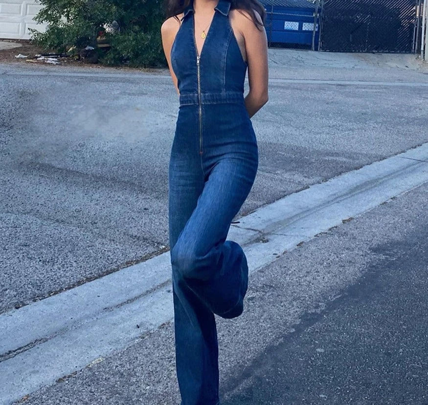 Denim Overall With Neckholder