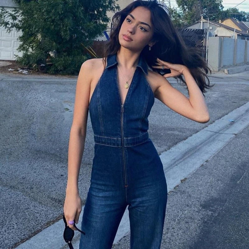 Denim Overall With Neckholder