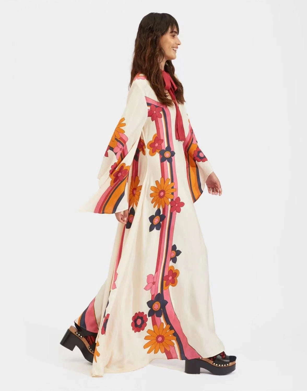 Printed Three-quarter Sleeve Dress