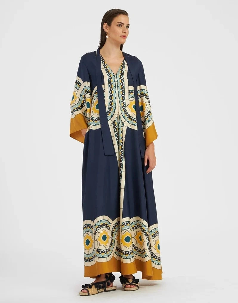 Printed Three-quarter Sleeve Dress