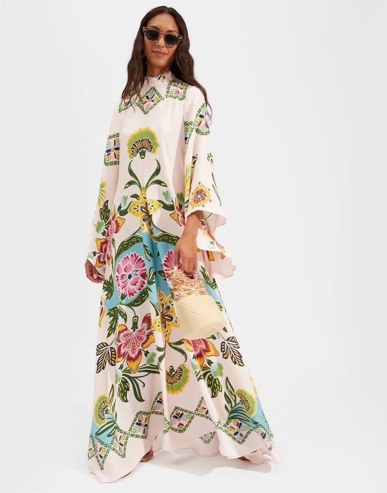 Printed Three-quarter Sleeve Dress