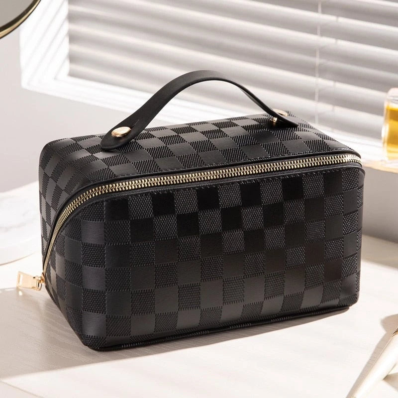 Luxurious Checkered Cosmetic Bag