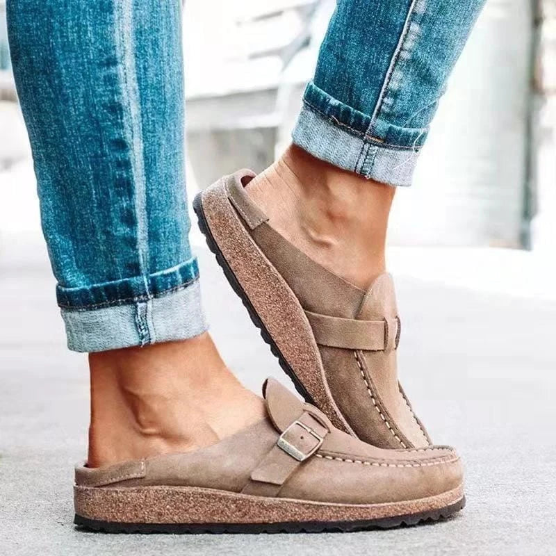Shoes Flat Open Back Suede Summer Shoes for Women