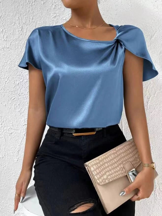Satin Twist Solid Loose Versatile Top