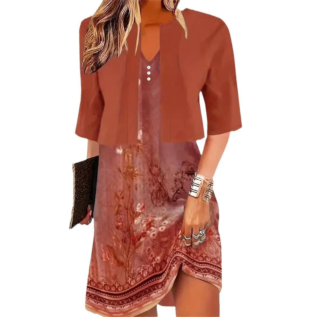 Elegant Long Skirt Two-piece Dress