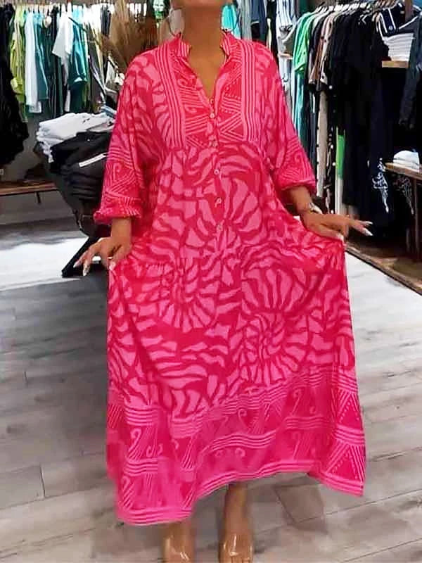 Stylish Maxi Dress With Twirl and Zigzag Pattern for Women