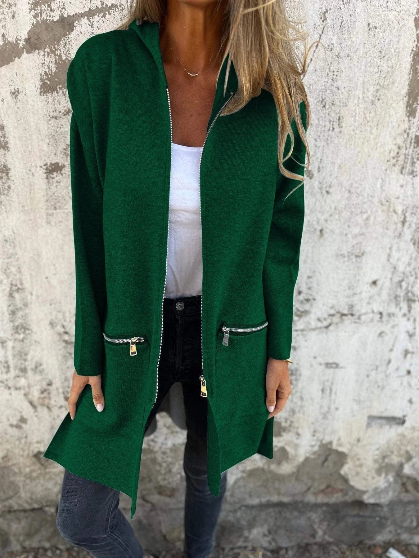 Casual Long Sleeve Jacket With Zipper for Women
