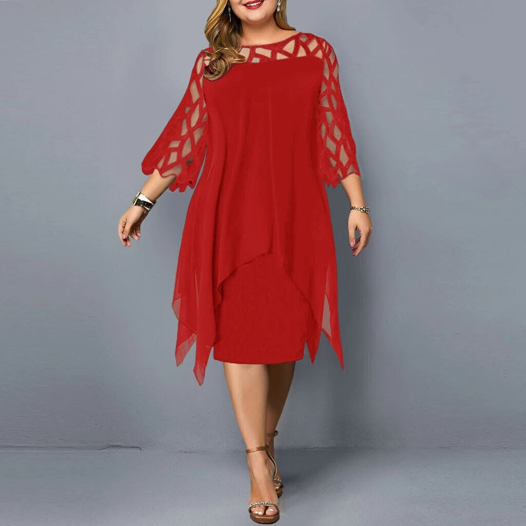 Elegant Plus Size Midi Dress for Women