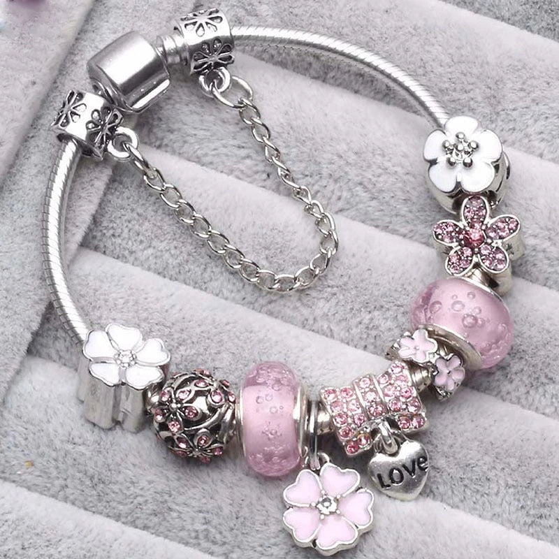 Peach Blossom Charm Bracelet