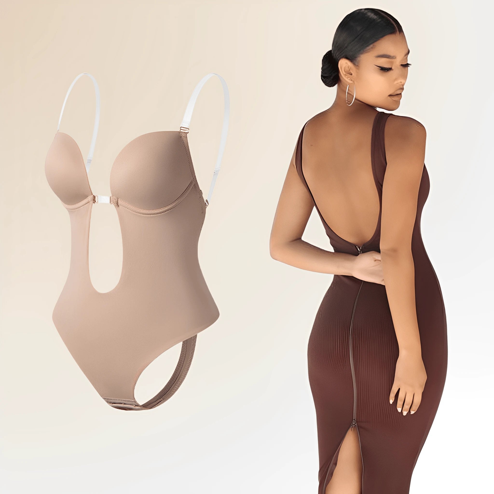 Seamless Backless Bodysuit Bra for Invisible Support for Women