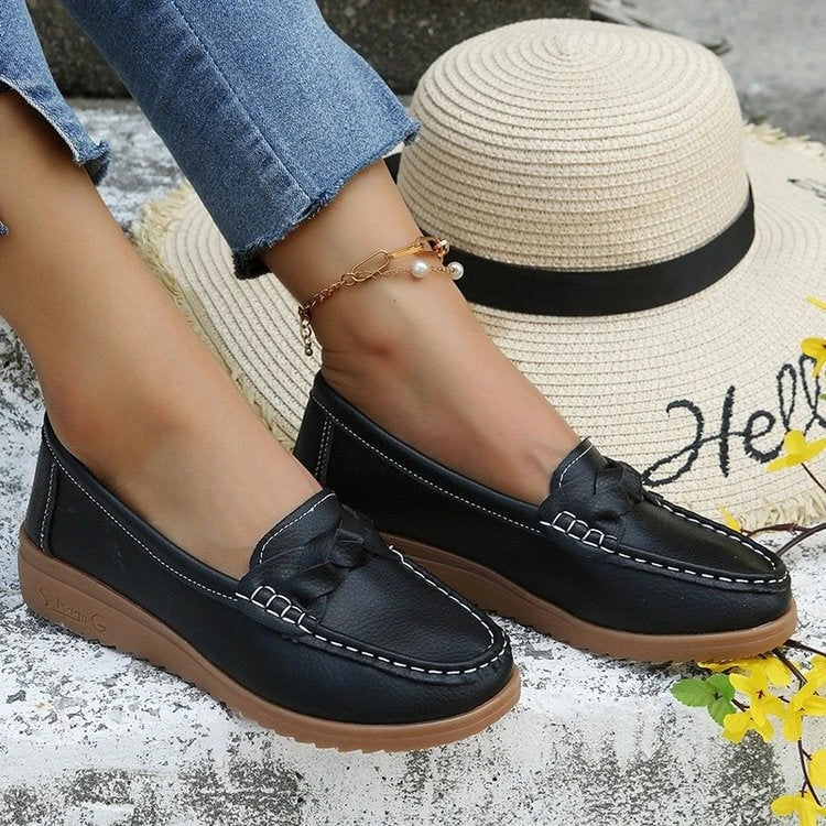 Ladies' Moccasins With Stylish Bow Appliqué and Non-slip Sole W&w