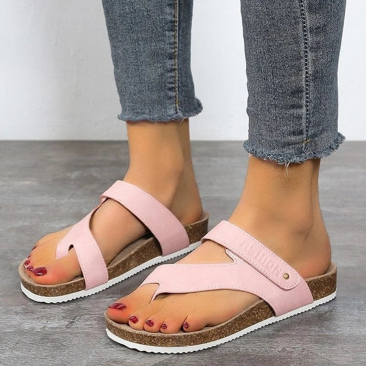 Ladies Flip-flops With Comfortable Footbed and Modern Cork Design W&w