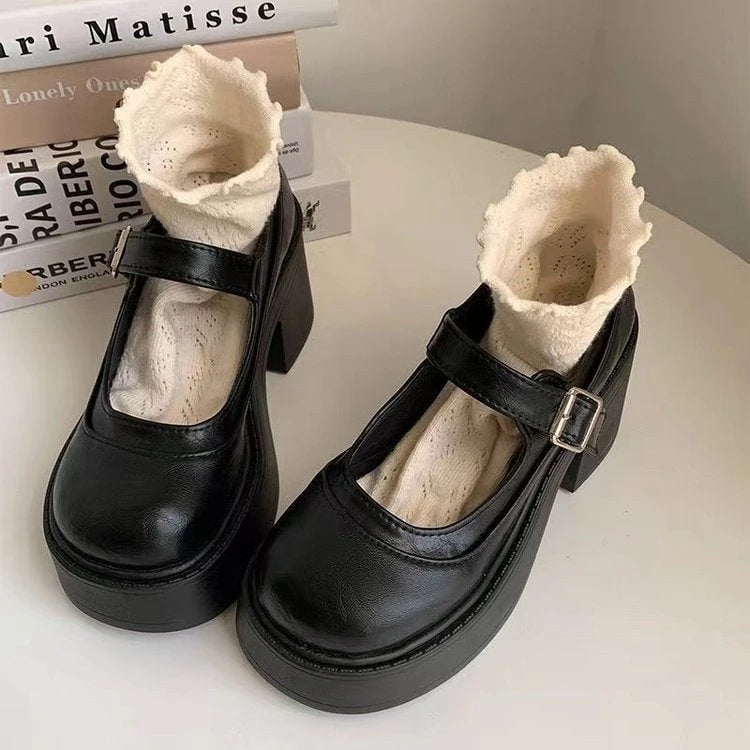 Ladies Mary Jane Pumps With Modern Design and High-quality Buckle W&w