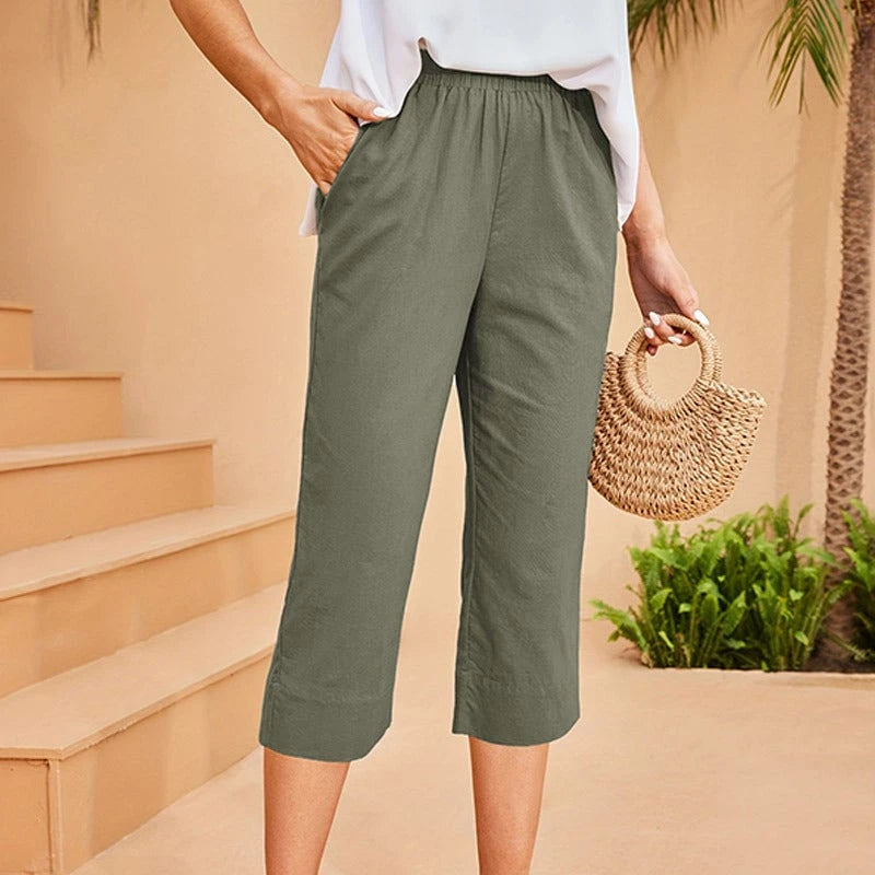 Women's Comfortable Linen Pants With Elastic Waist W&w