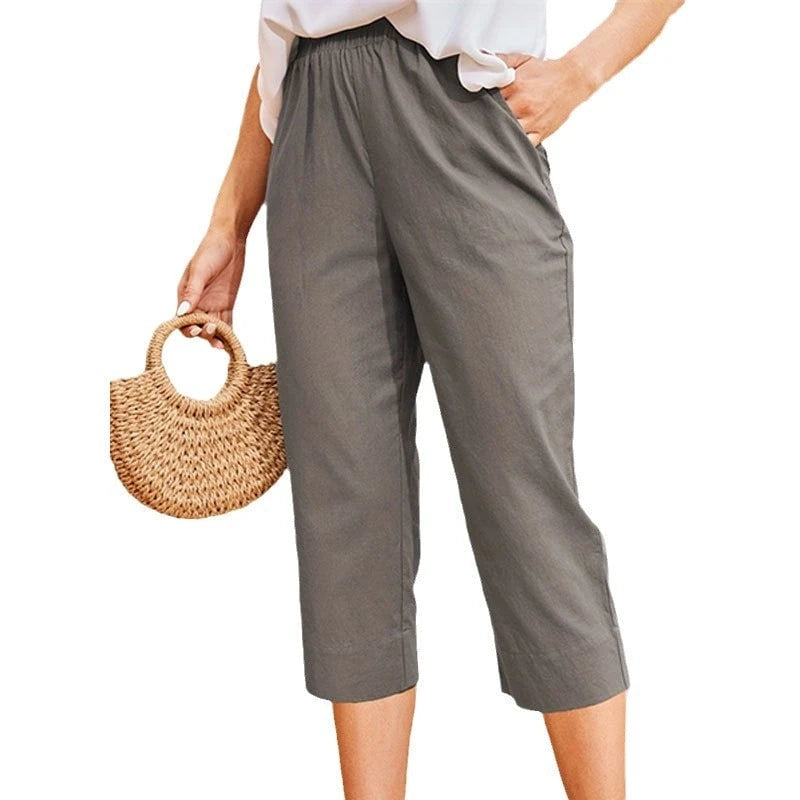 Women's Comfortable Linen Pants With Elastic Waist W&w