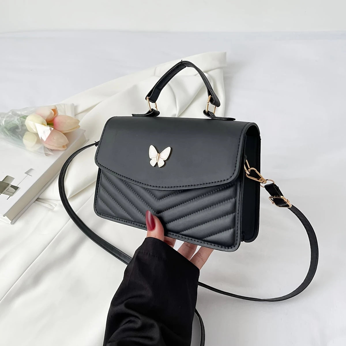 Fashionable Solid Color Shoulder Bag and Crossbody Bag