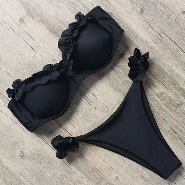 Push-up Bikini Set With Ruffles for Women