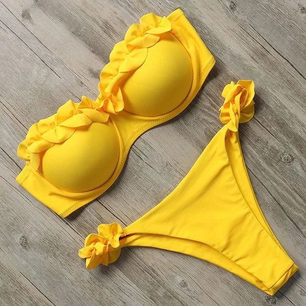 Push-up Bikini Set With Ruffles for Women