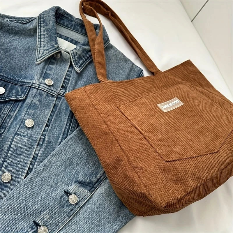 Elegant Women's Bag Made of High-quality Corduroy Vegan Leather