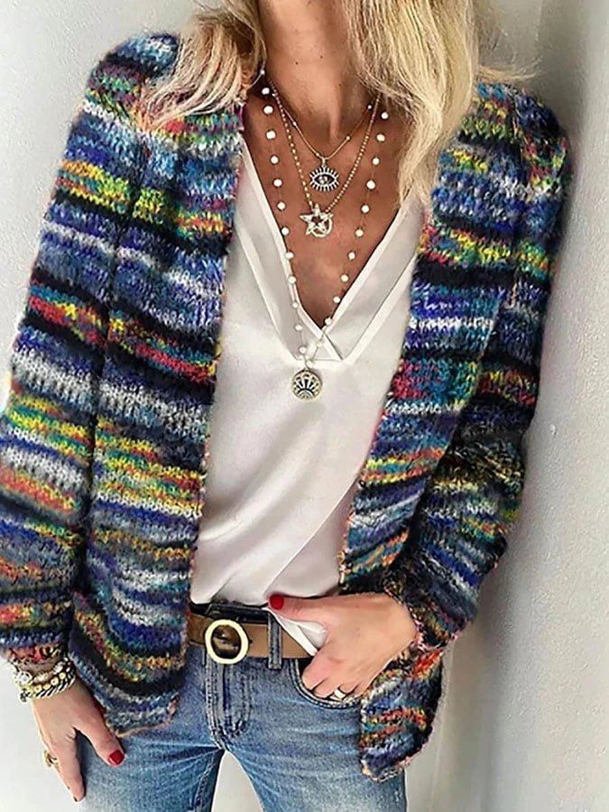 Multicolored Striped Cardigan for Women