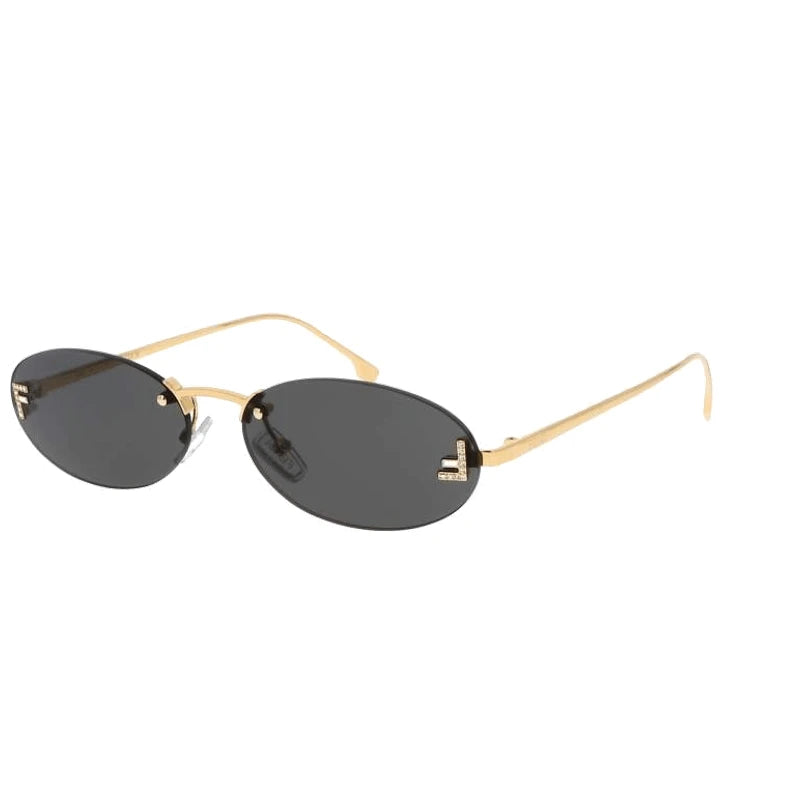 Oval Sunglasses With Golden Accents and Subtle Stones
