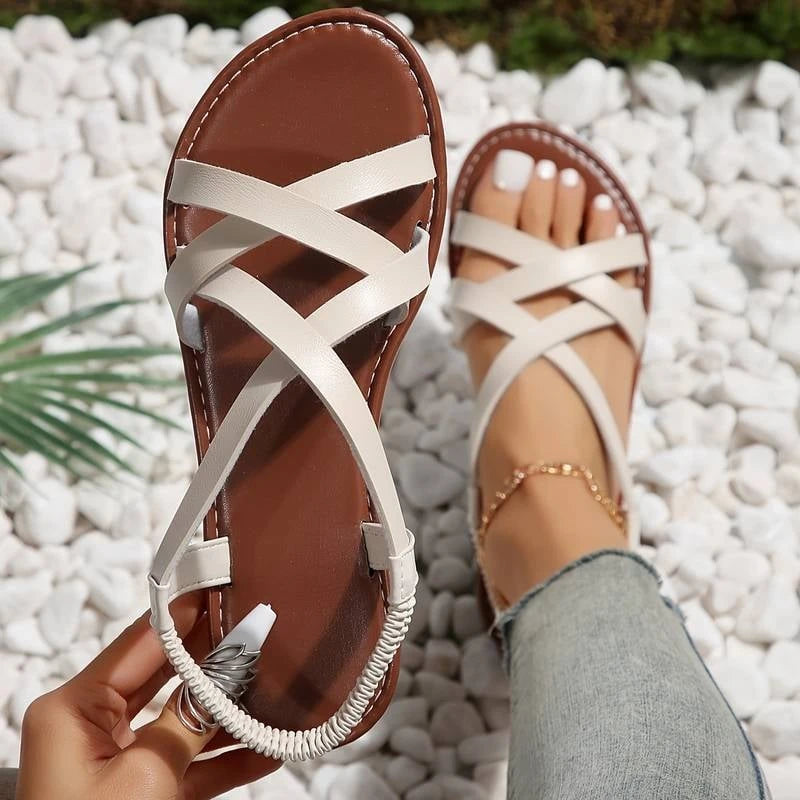 Crisscross Flat Sandals With Non-slip Straps