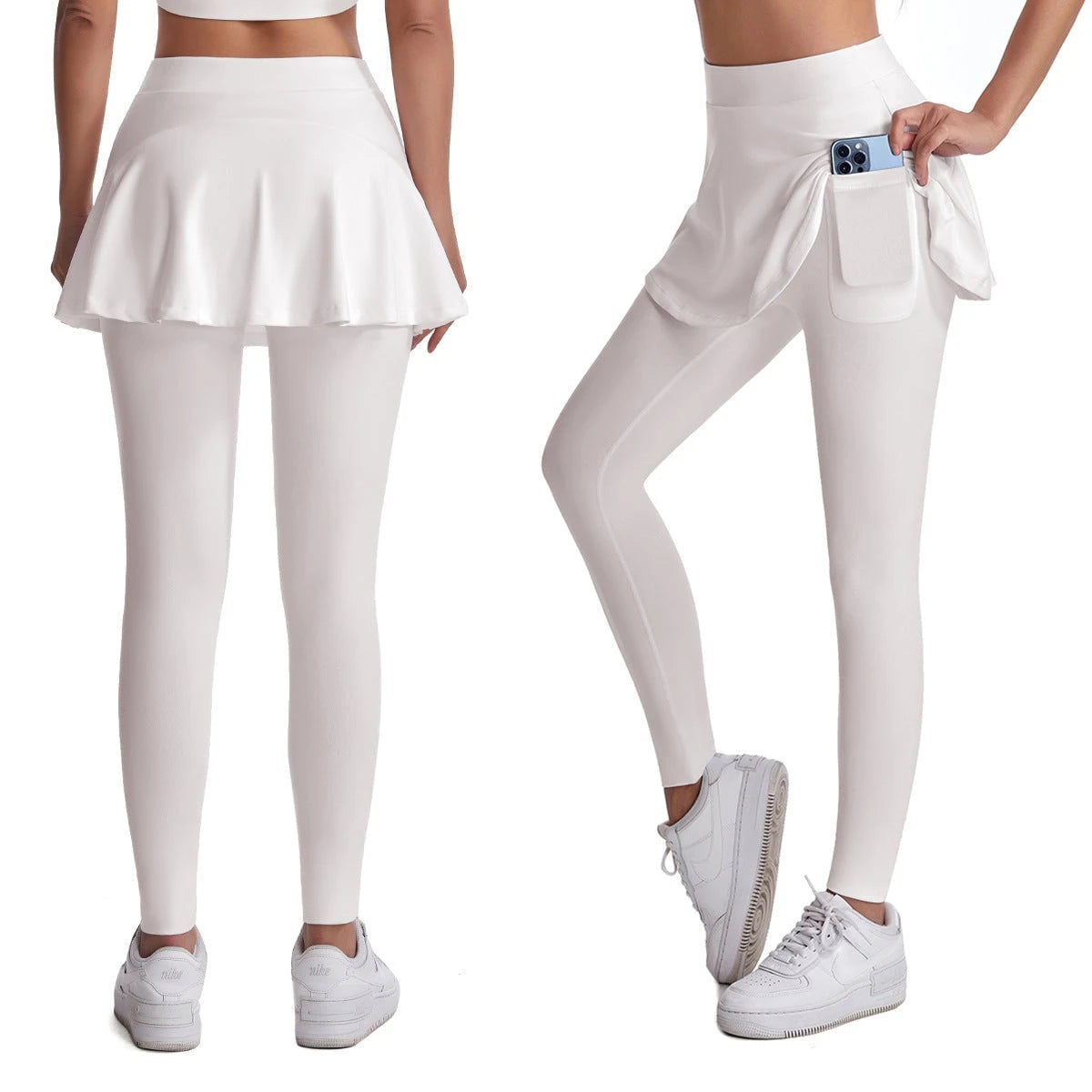 Women’s sports skirt with integrated leggings and practical side pockets
