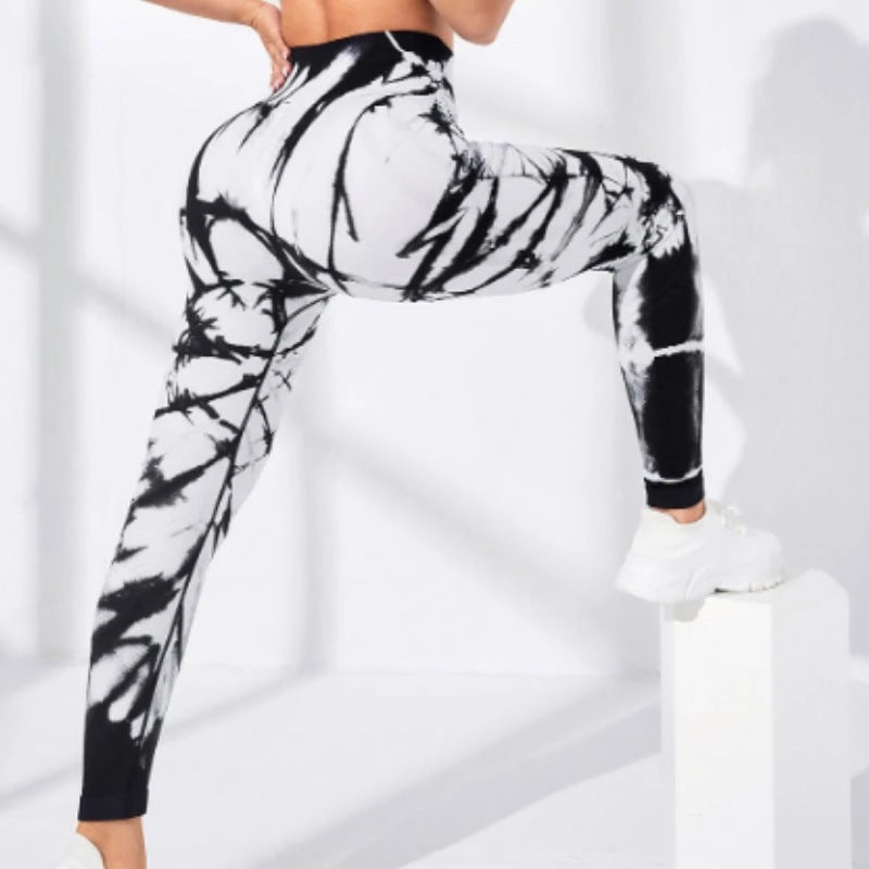 Women's High-waisted Tie-dye Leggings with figure-flattering support