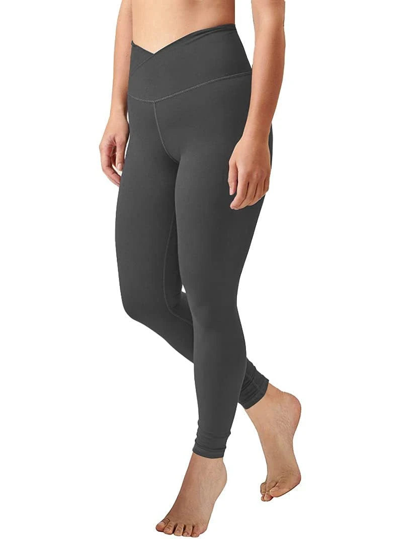 Women's High-Waisted Yoga Leggings with Cross-Over Waist