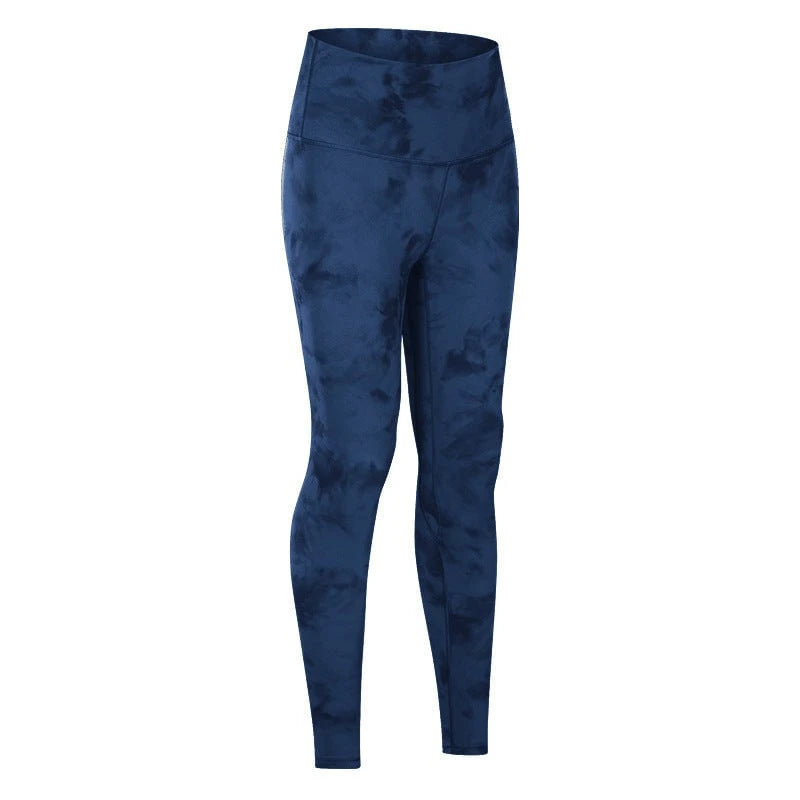 Women's sports leggings with high waistband and stylish batik design