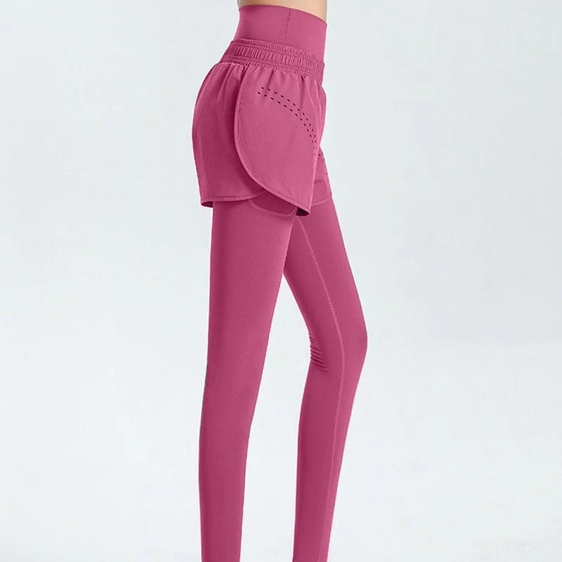 Women's sporty leggings with integrated short shorts