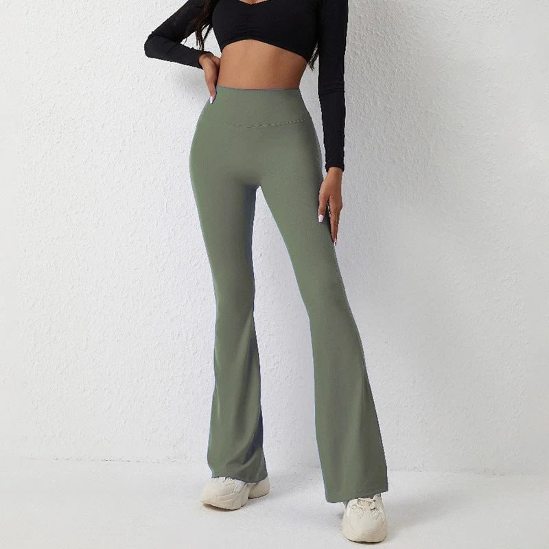 Women's Flared Leggings with High Waist and Breathable Structure