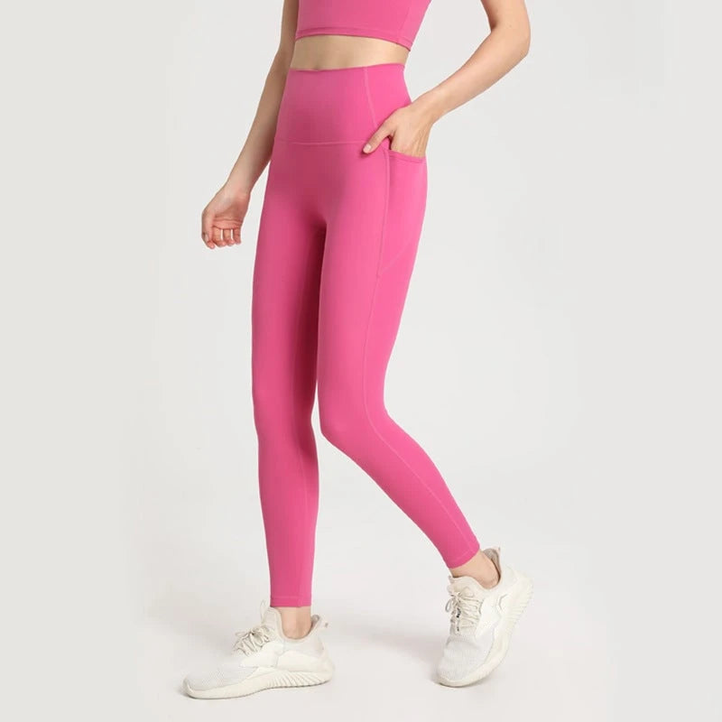 Women's High-Waisted Sports Leggings with Practical Pockets