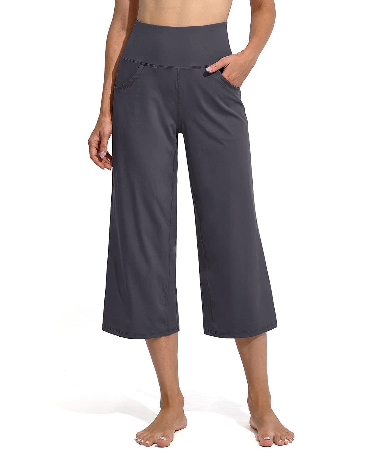 Ladies Comfortable Sporty Culottes with High Waist and Practical Pockets