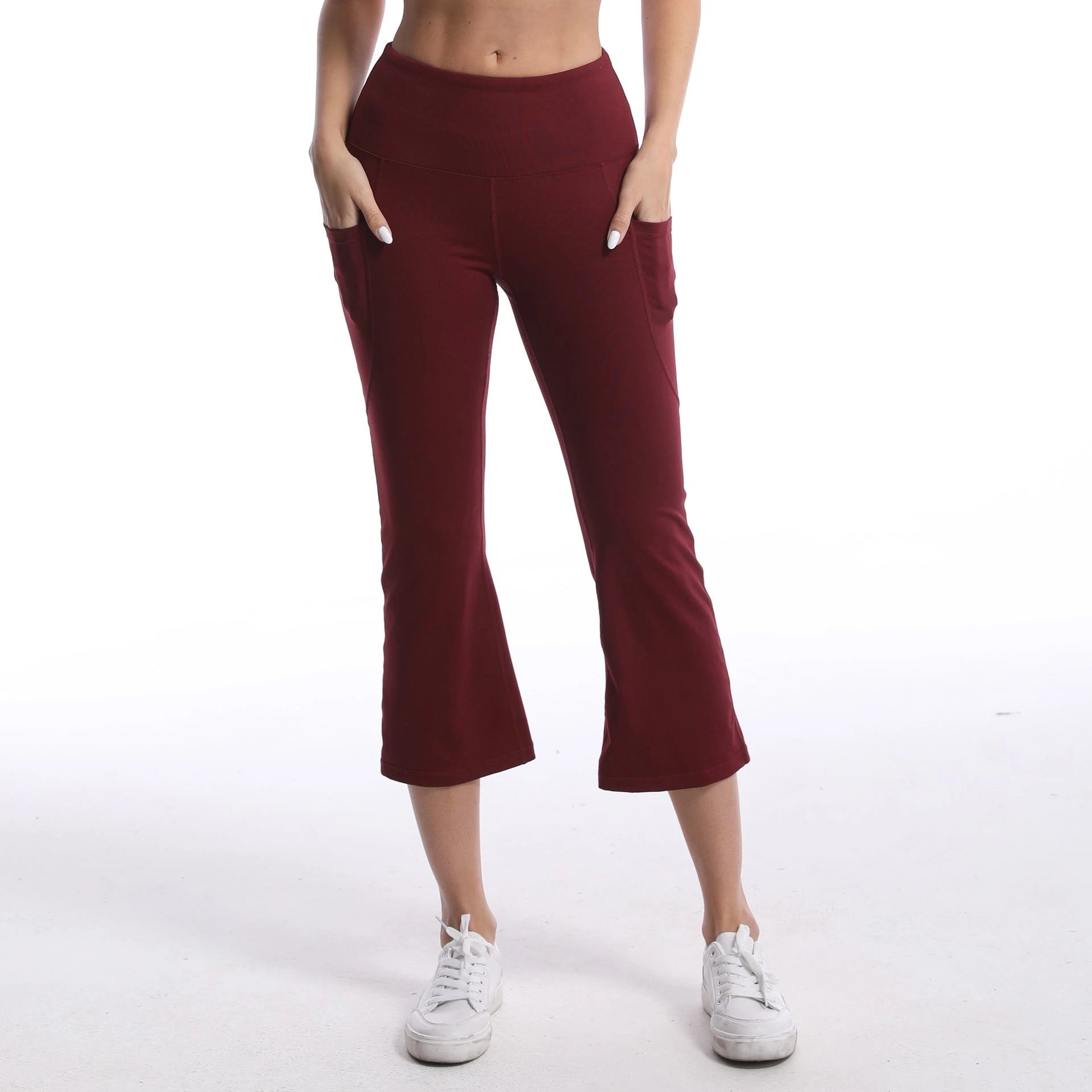 Ladies Flared Yoga Pants with High Waist and Practical Side Pockets