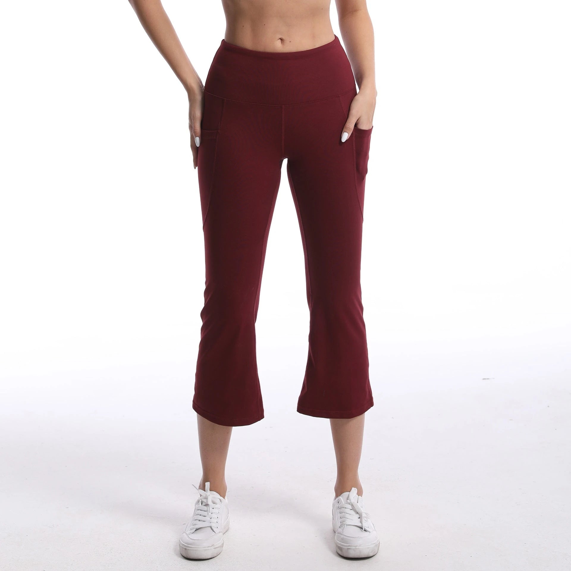 Ladies Flared Yoga Pants with High Waist and Practical Side Pockets