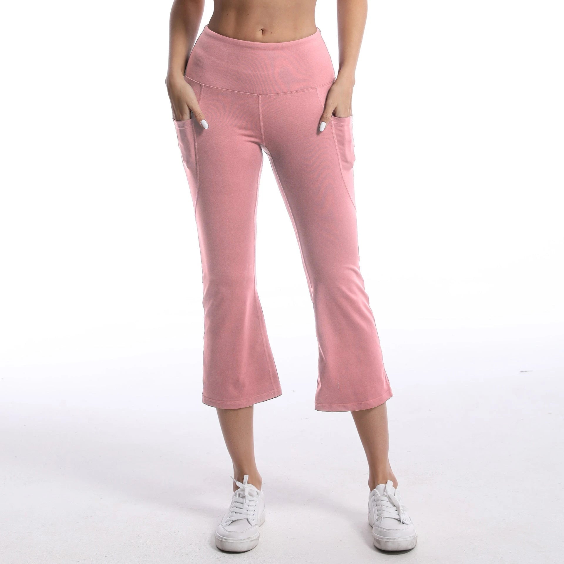 Ladies Flared Yoga Pants with High Waist and Practical Side Pockets