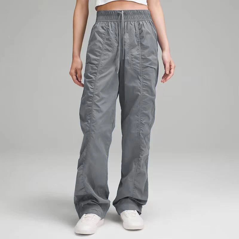 Women's Lightweight Jogging Pants with Elastic Waistband and Side Slits