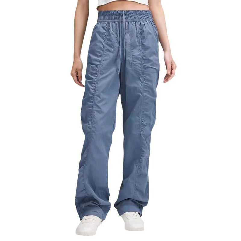 Women's Lightweight Jogging Pants with Elastic Waistband and Side Slits