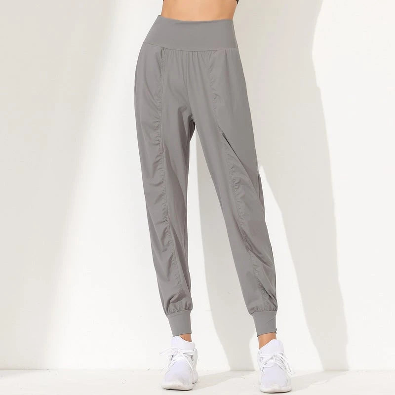 Women's Lightweight Athletic Jogging Pants with High Waist and Elastic Cuffs
