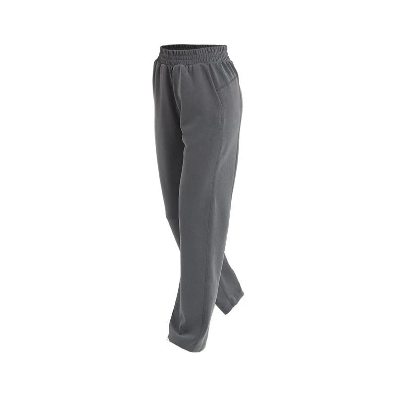 Women's High-Waisted Casual Pants with Elastic Waistband and Side Pockets