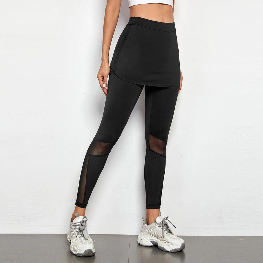 Women's sports leggings with integrated skirt