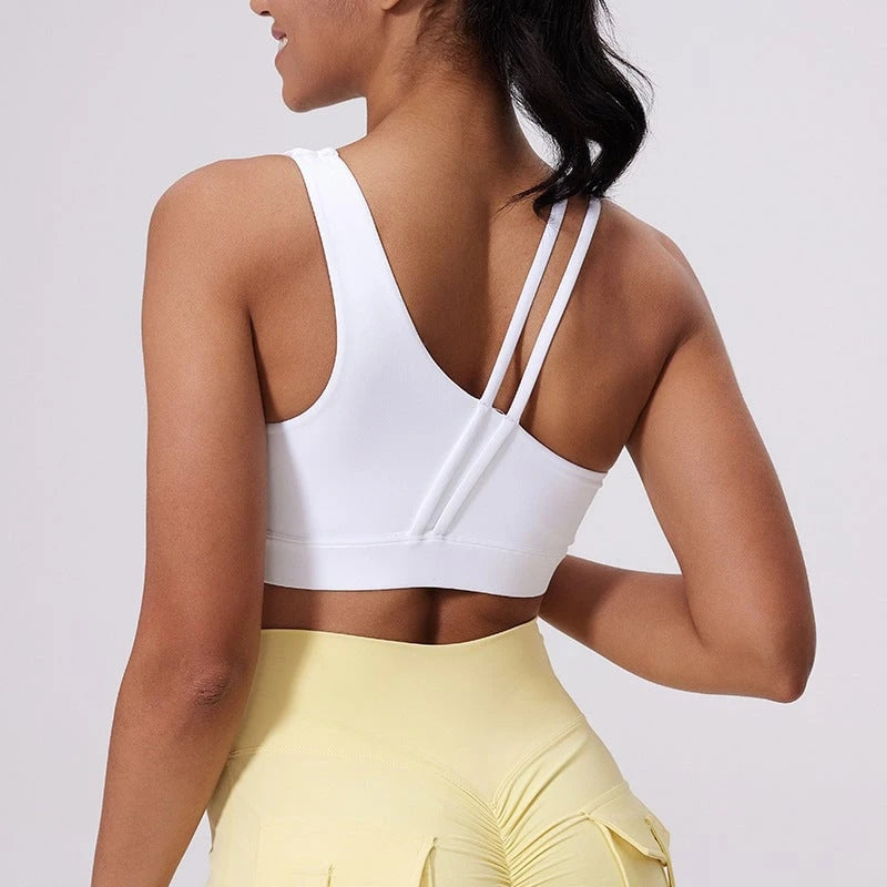 Women's sports bra with elegant cross-back design